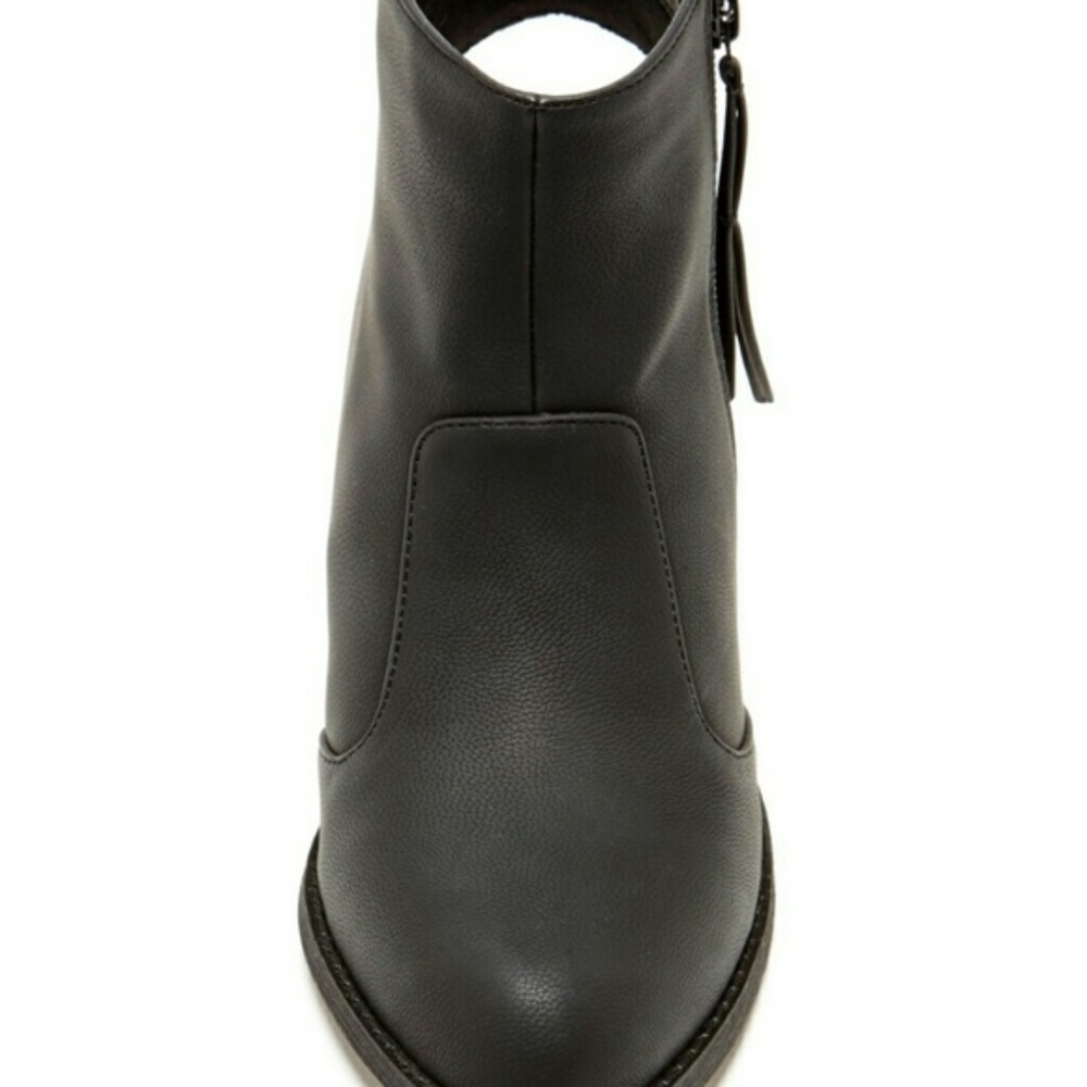 Womens Open Heel Closed Toe Zip Bootie Black Vegan - Picture 3 of 8